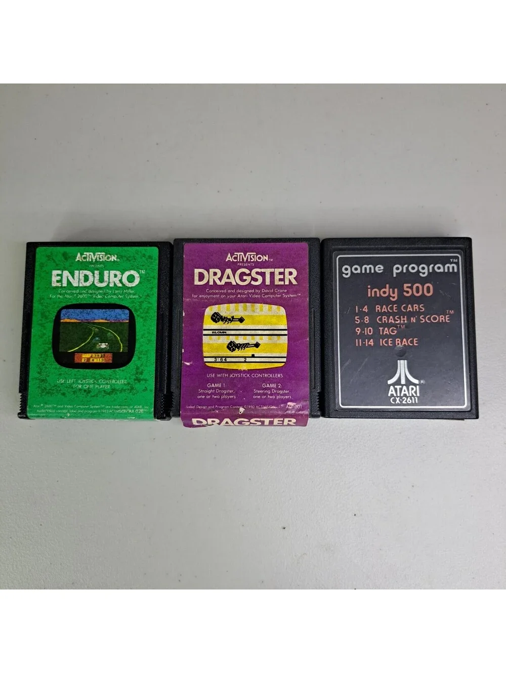 Enduro Dragster Game Program Indy 500 Atari 2600 CX-2611 Game Lot Of 3 1980s